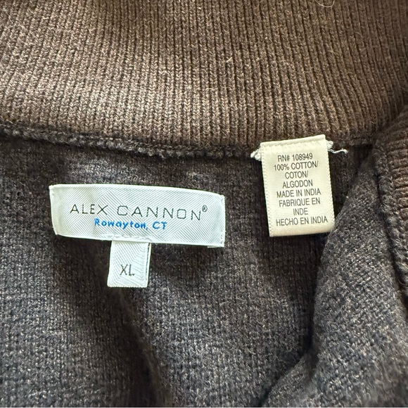 Alex Cannon 1/4 Zip Sweater Size XL Classic Look with Elbow Patches Brown - Picture 6 of 12